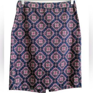 J. Crew Size 6 The Pencil Skirt In Blue/ Hot Pink/ Green/ White